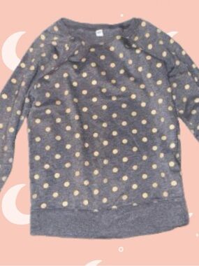 Old Navy Gray Crewneck Sweater with Cream Polka Dots